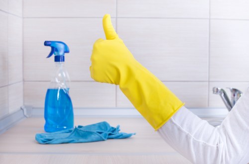 Bathroom deep cleaning in a modern Docklands flat